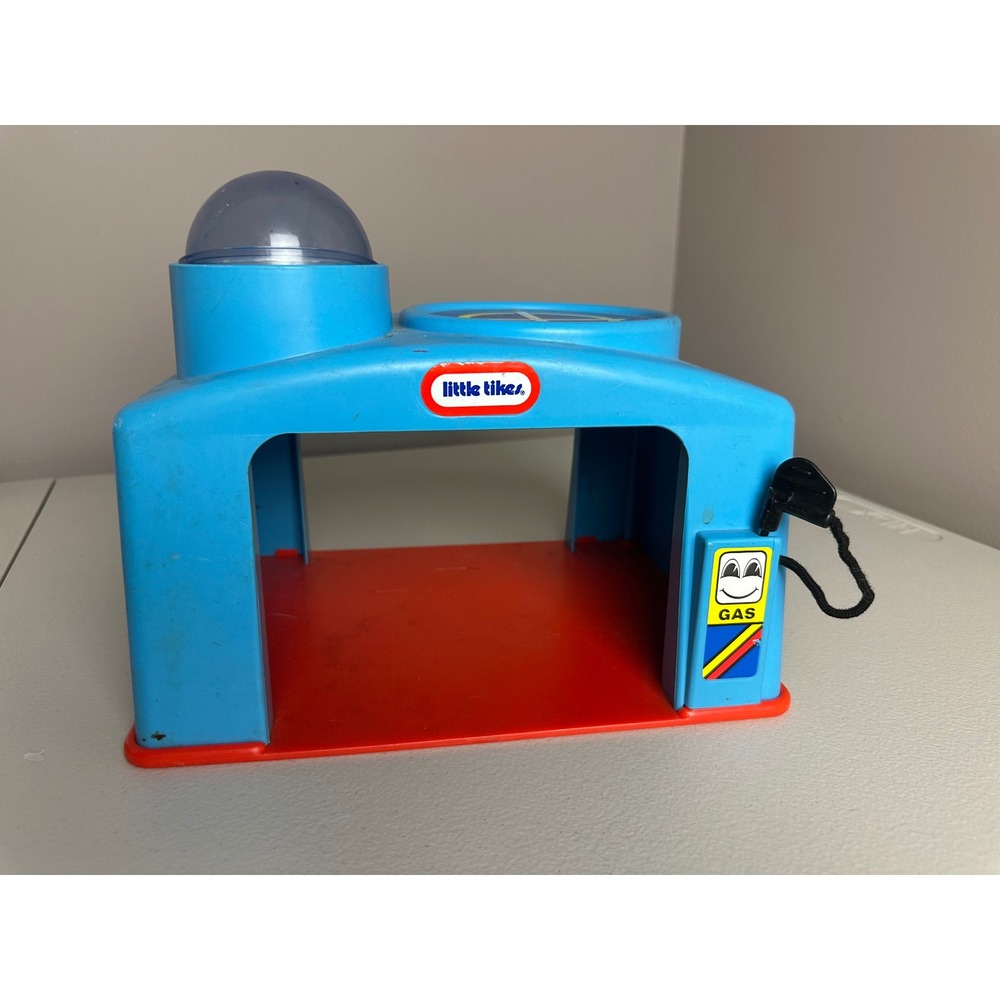 Vintage‎ Little Tikes Gas Station Garage Playset Blue Red Helipad Toy